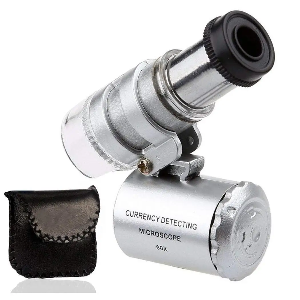 LED Magnifier English Geometric 60X Version Detecting Jewelry Glass 32g Currency Silver Mini | Украшения и аксессуары