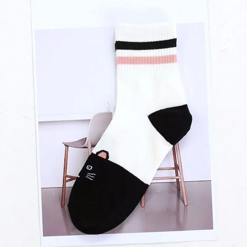 

warm Rainbow Women cat Cotton Ankle Socks Classic Stripe Casual Fashion Female Retro Socks Popular 6 Color 1pair=2pcs ws181