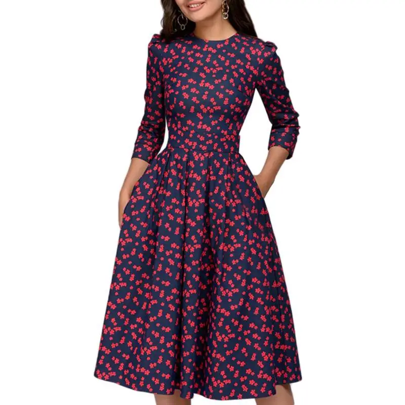 Женское винтажное платье с круглым вырезом большие размеры|Женские платья| |