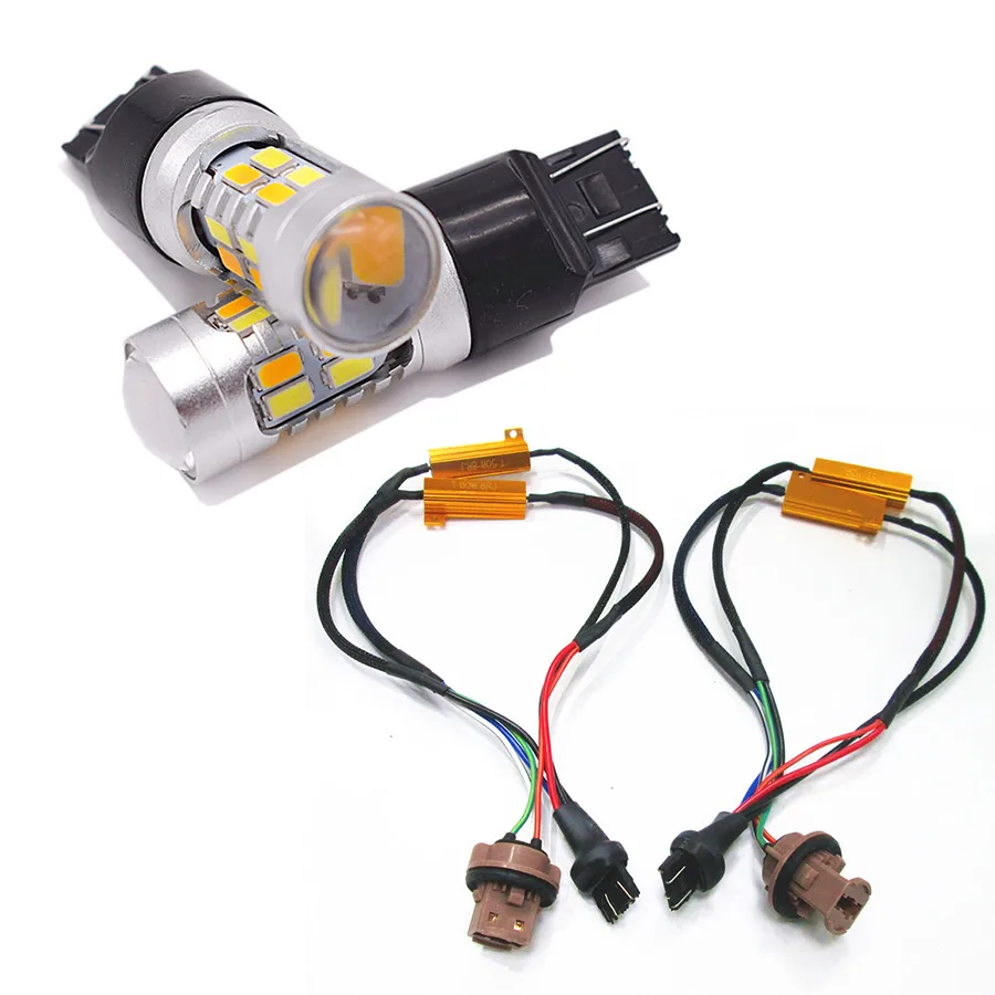 1 пара 7443 20SMD 5730 светодиодный светильник для сигнала поворота Белый/янтарный без