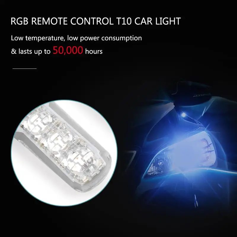 Светодиодные Автомобильные лампы T10 W5W 4 шт. светодиодные RGB с дистанционным