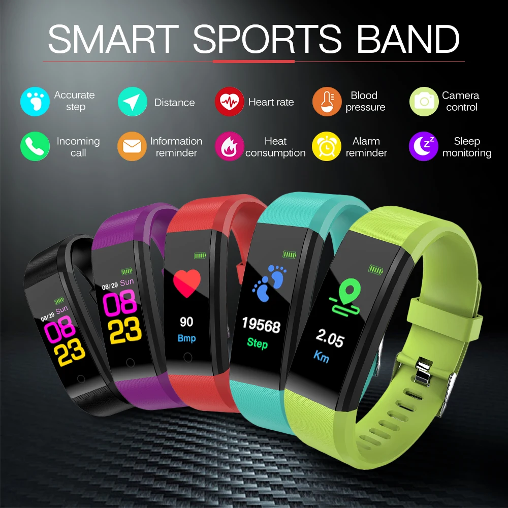 

Smart Watch Sports Wristband Fitness Activity Heart Rate Tracker Blood Pressure Watch Distance Calories Step Counter Smart Watch