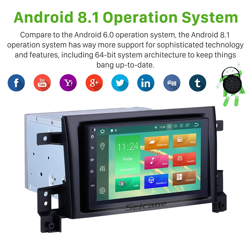 Seicane 10 1 дюймов Android 8 Bluetooth DVD мультимедийный сенсорный GPS автомобильный Радио для
