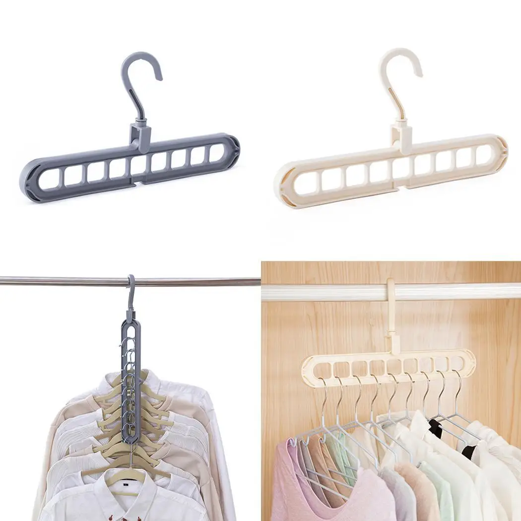 Многопортовая поддержка круглая вешалка Multifunction Clothes Hook Wardrobe серый бежевый
