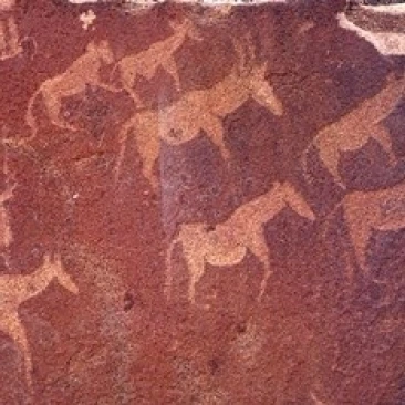 Pictograph гравюры из каменного века культуры Twyfelfonstein регионе Намибия печати Art Вульф