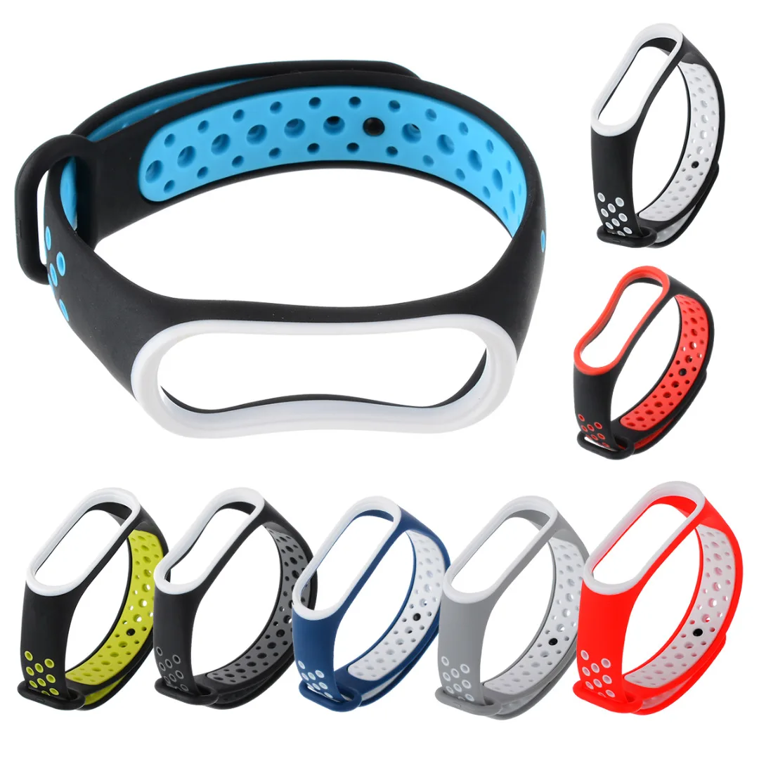 

For Xiaomi Mi Band 3 4 Double Color Silicone Bracelet Wrist Strap Watch Band Adjustable Wristband Straps For Xiaomi Mi Band 3 4