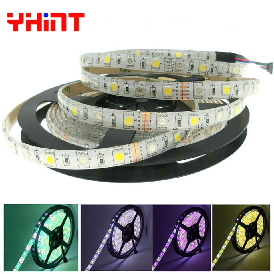 DC 12 В/24 В 5050 RGBW Гибкая Светодиодная лампа RGB + белый/RGB теплый белый 60 светодиодов/м 5