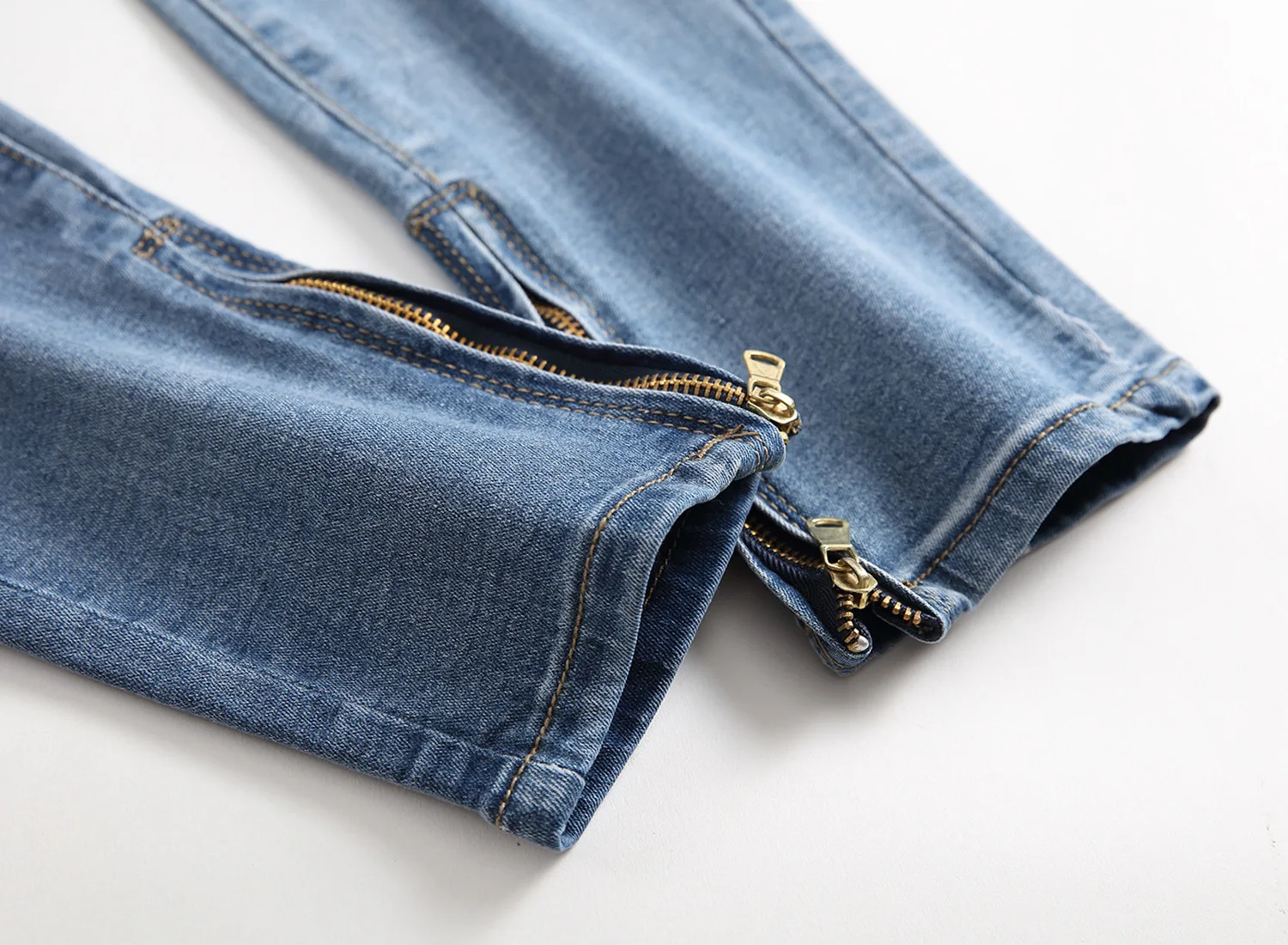 

Men's Biker Jeans Stretchy Skinny Ripped Slim Fit Denim Pants Men Casual Hip Hop Zipper Hole Straight Jeans Plus Size