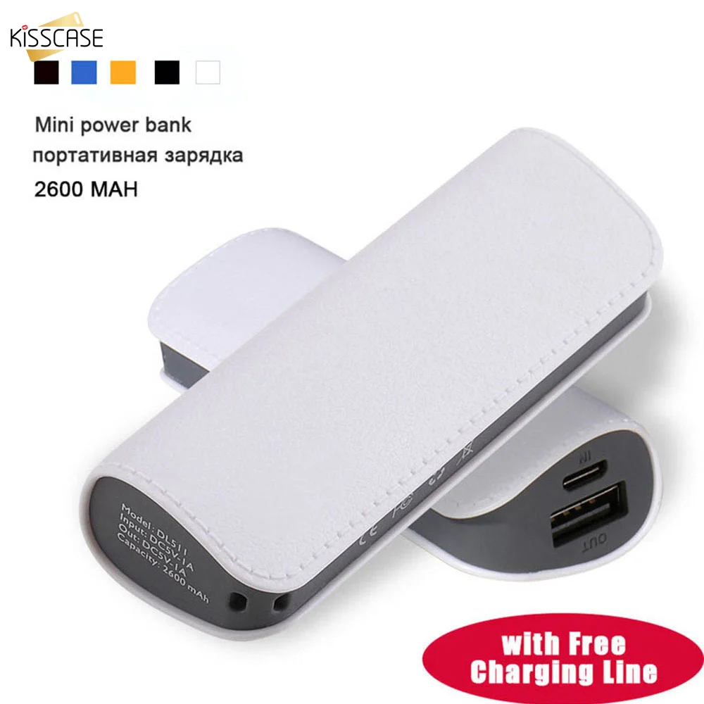 KISSCASE Mini Power Bank 2600 мАч портативная зарядка для путешествий внешняя батарея зарядки