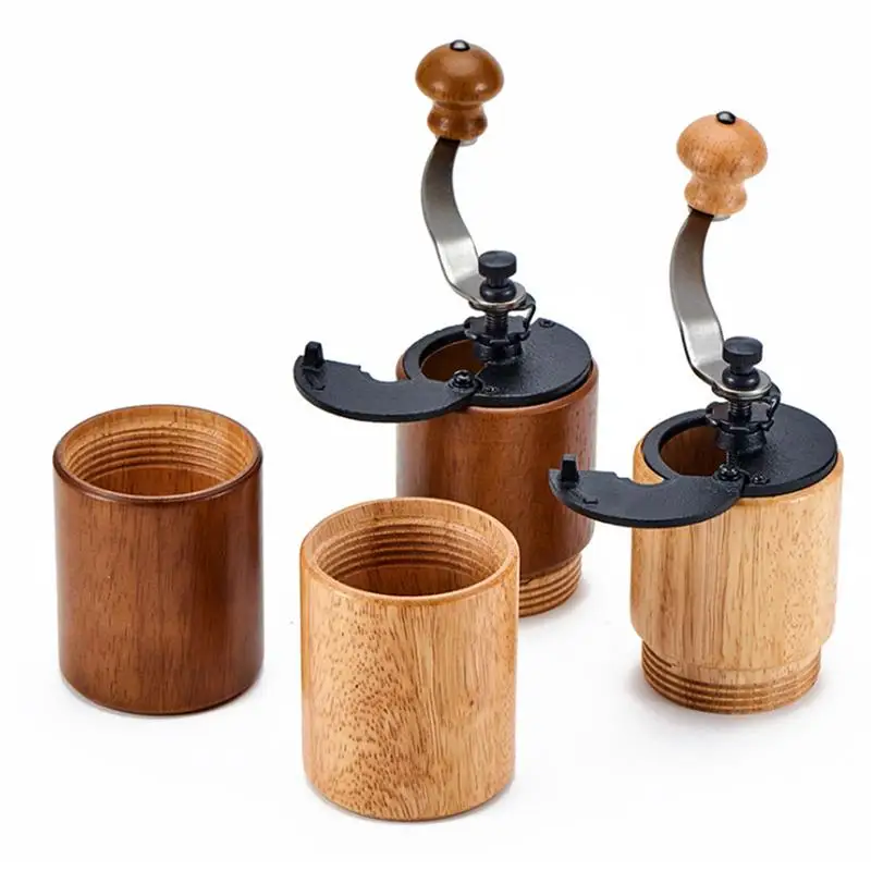 

1pcs Mini Superior Manual Adjustable Coffee Bean Grinder With Wooden Body Cast Iron Bull Coffee Mill Espresso Maker