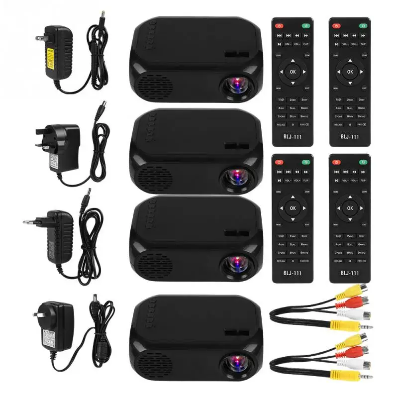 Мини 2 портативный домашний светодиодный проектор TF SD карта U диск USB HD HDMI черный