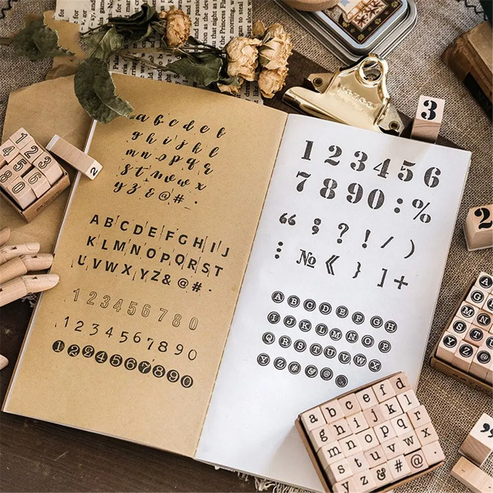 12 30 шт винтажные базовые цифровые марки Kawaii Канцтовары DIY Деревянные и резиновые