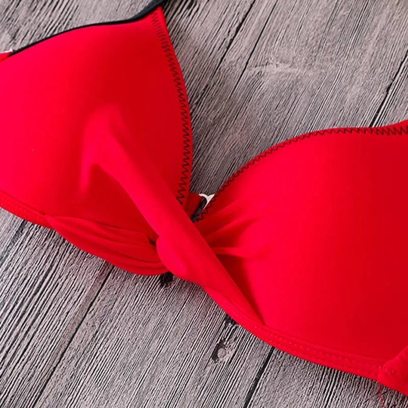 Lefeel Push Up Swimwear Sexy Set Bikinis Bandage Bikini Halter Top Swimsuits 2019 New Women Retro Bathing Suits Biquini |