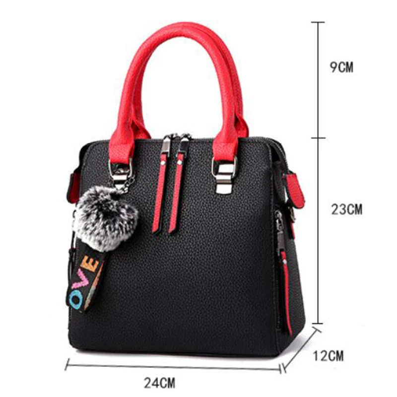 Женская сумка-мессенджер из искусственной кожи с меховым помпоном женская