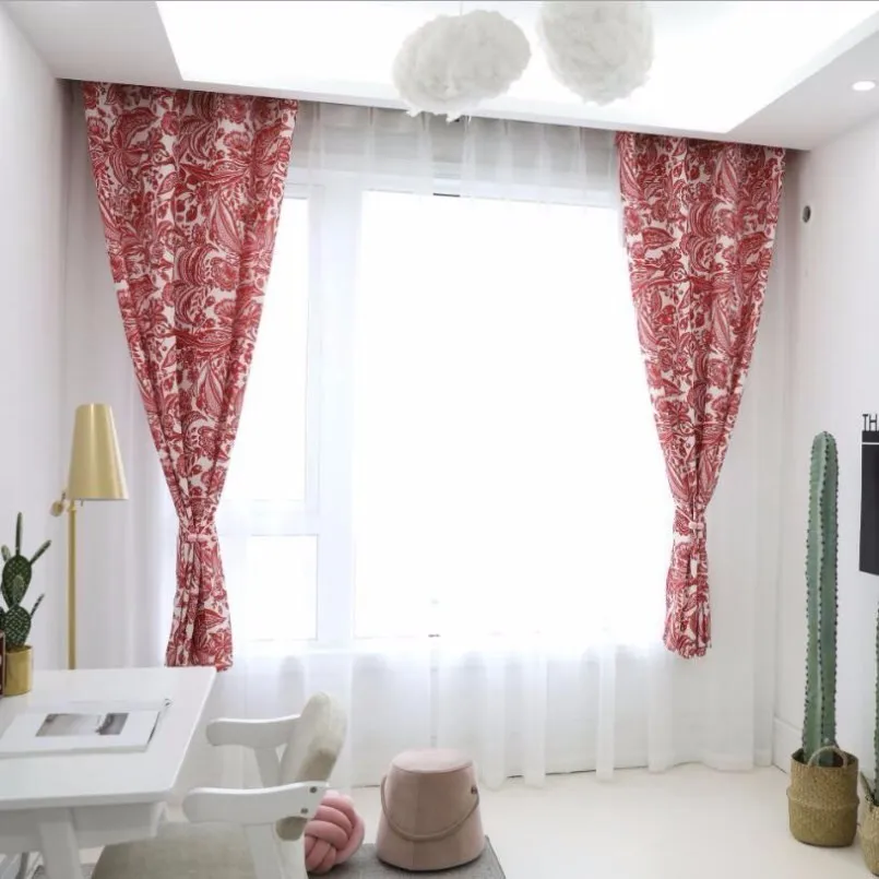 New 140x215cm Waterproof Curtains Baroque Style Red Bedroom Children's Room Window For Living Home Decoration | Дом и сад