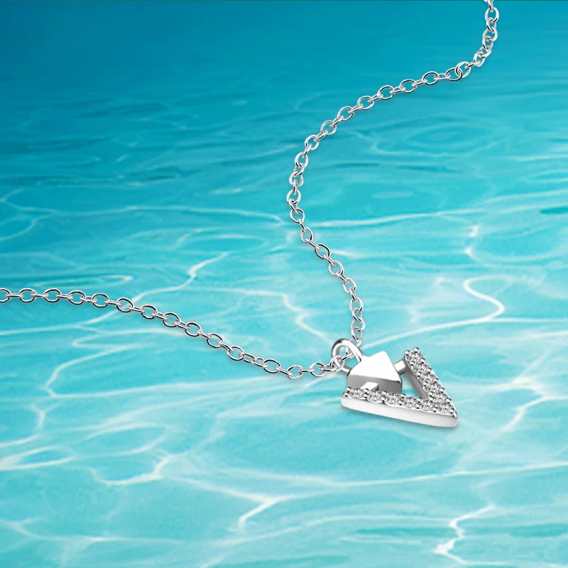 

Fashion Tiny Dainty Triangle Initial Necklace V Letter Necklace 925 Sterling Silver Choker For Women Accessories Gift