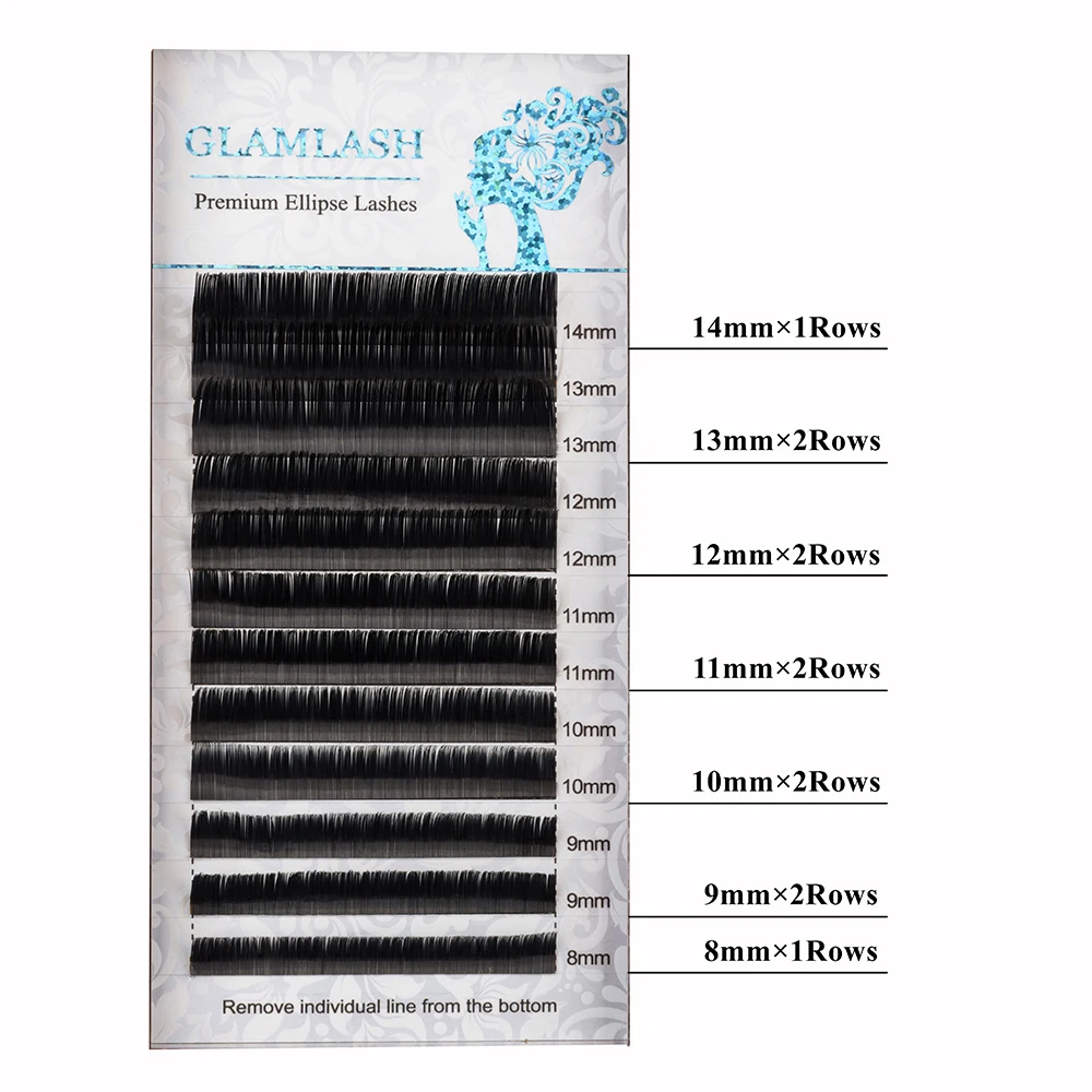Накладные ресницы GLAMLASH Mix удлиняющие с плоскими накладными кончиками