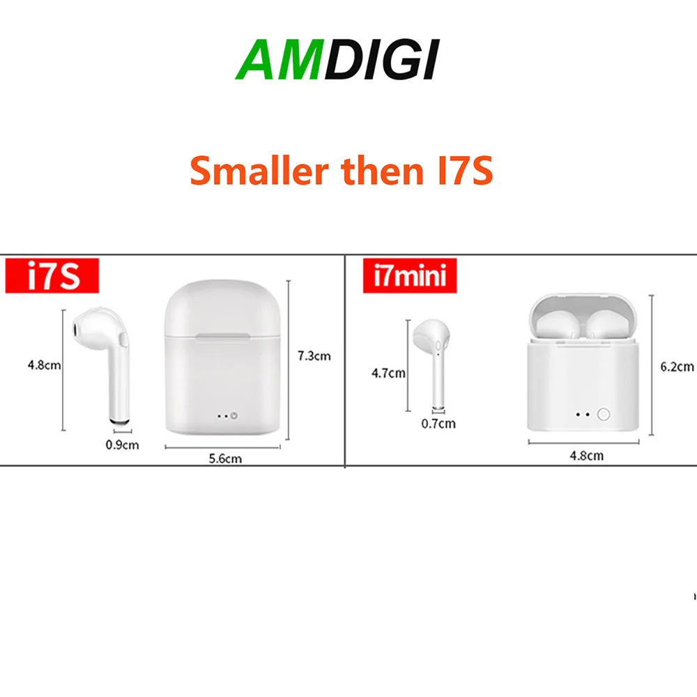 AMDIGI обновленный мини i7 TWS Bluetooth 5 0 наушники i7mini стерео с двойными ушами вызов для
