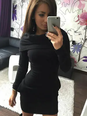Womens Party Hooded Hoody Sweatshirt Long Sleeve Slim Bodycon Hoodies Mini Dress | Женская одежда