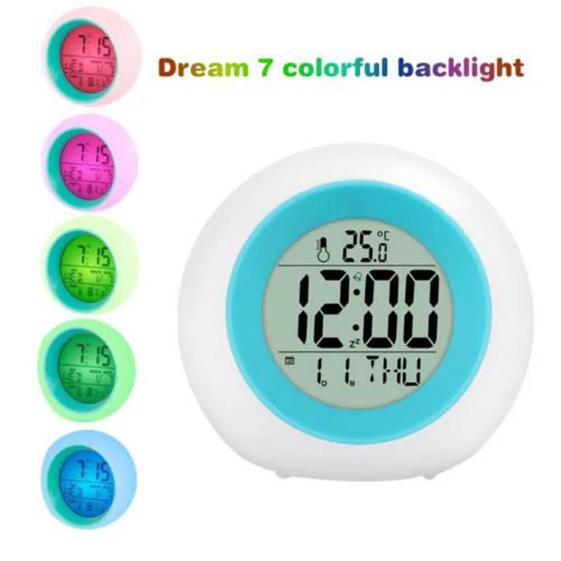 7 цветов Изменение светодио дный светящиеся ночью ЖК-дисплей цифровой