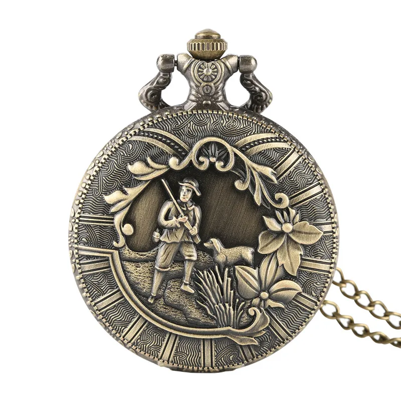 Retro Mens Pocket Watch Hunting Pattern Classic Fobs Numeric Scale with Chains Convenient Practical for Men Women | Наручные часы