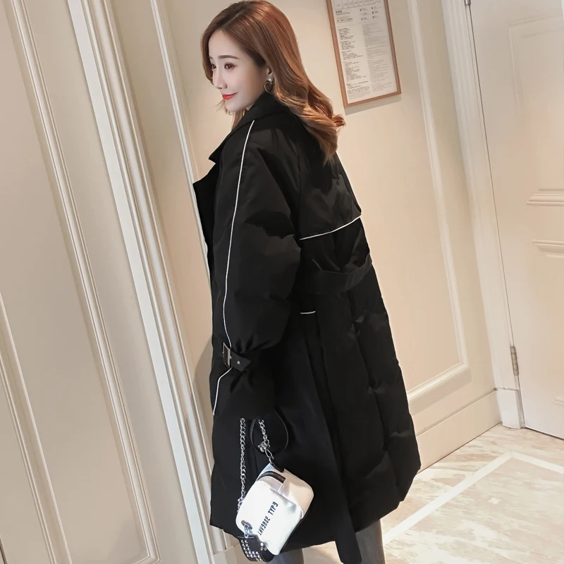 Women Winter Oversize Jacket Coat New Long Overknee Down Cotton Padded Outerwear Female Fashion Adjustable Waist Parka PJ328