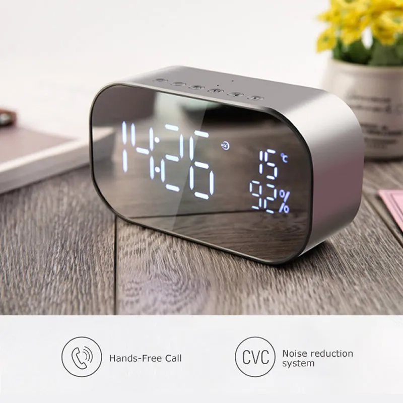 Светодиодный Будильник с FM радио беспроводной Bluetooth динамик зеркало дисплей