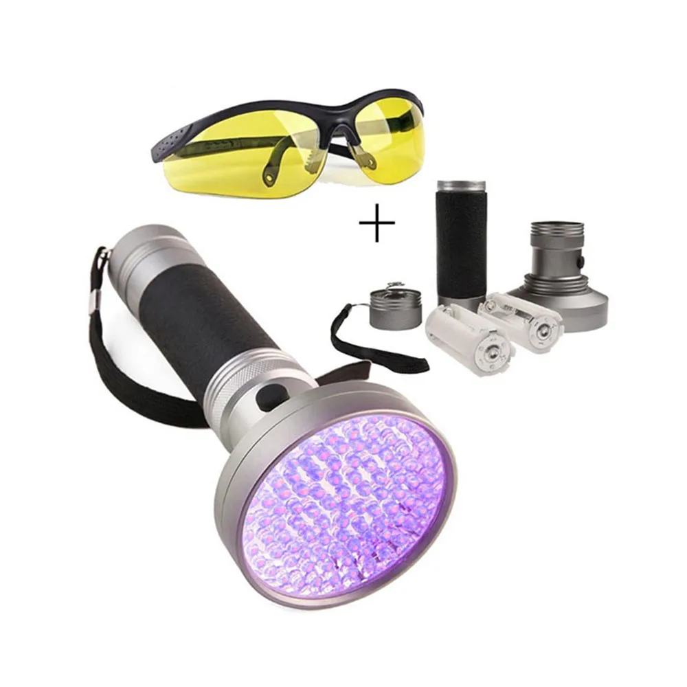 Супер яркий УФ фонарик черный свет 100 светодио дный УФ-детектор света 395NM для