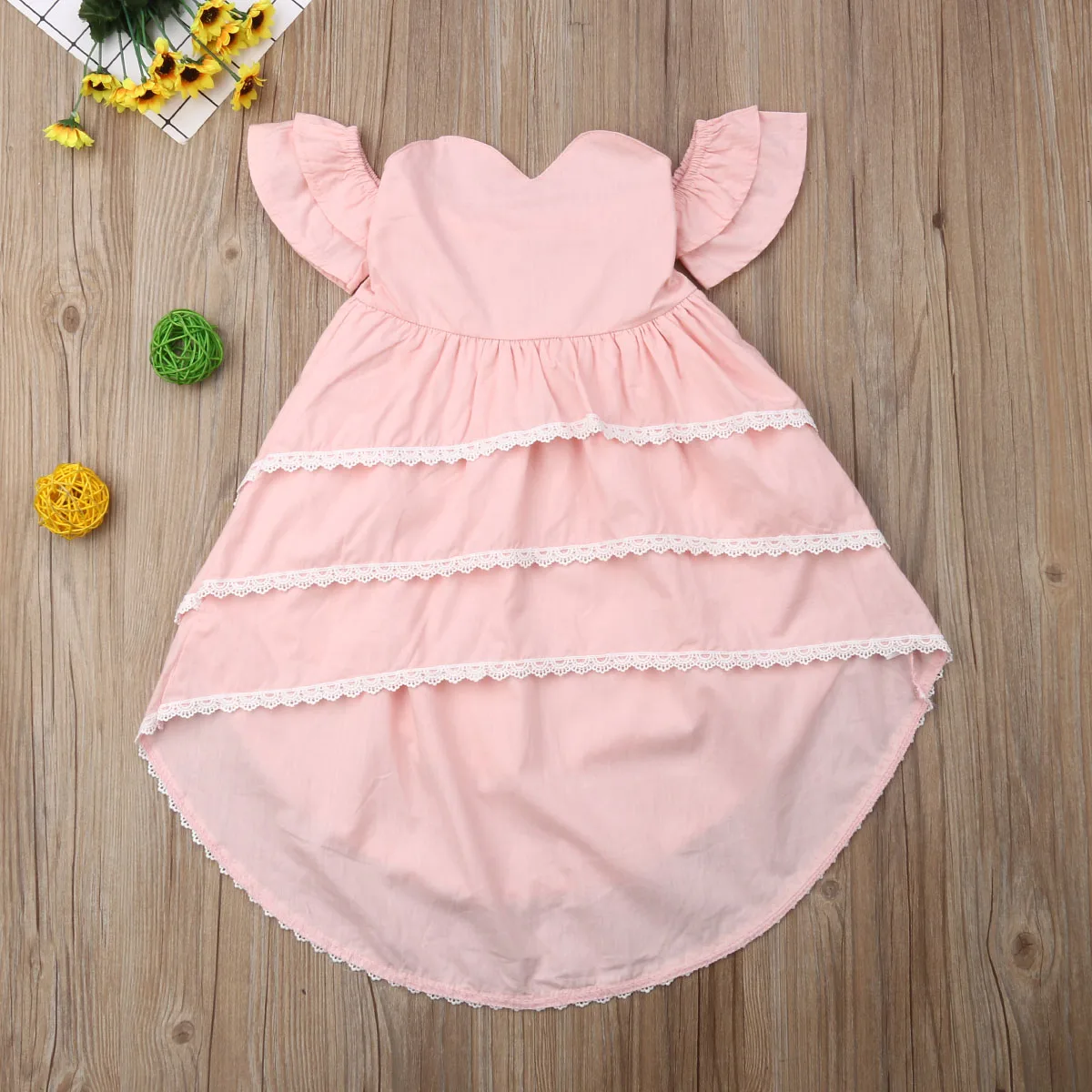 Toddler Kids Baby Girls Clothes Summer Off Shoulder Lace Party Pageant Dress Sundress | Детская одежда и обувь
