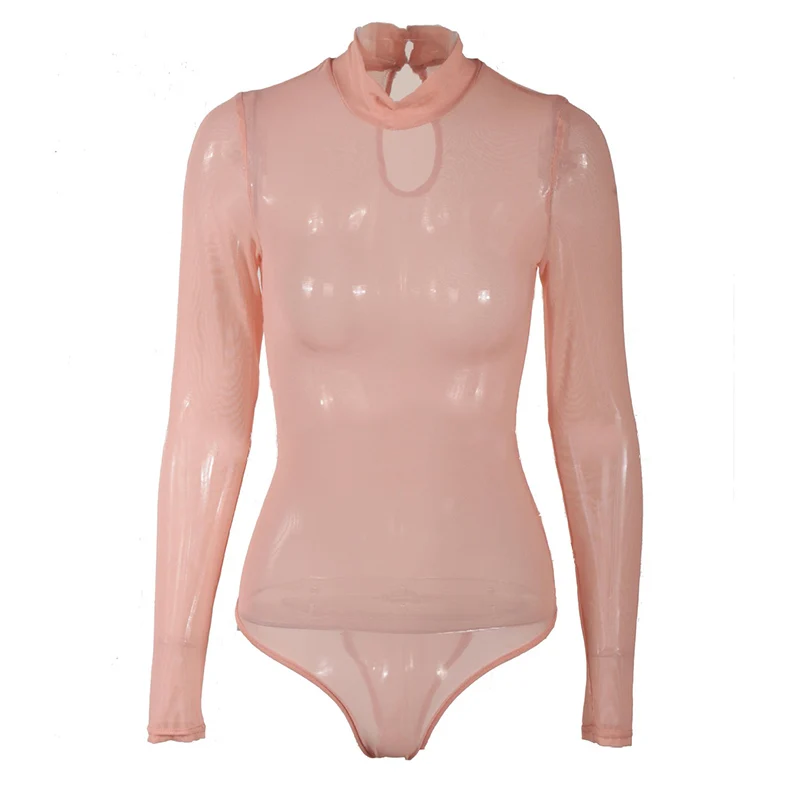 Женское облегающее боди с длинным рукавом сетчатый бандажный комбинезон трико