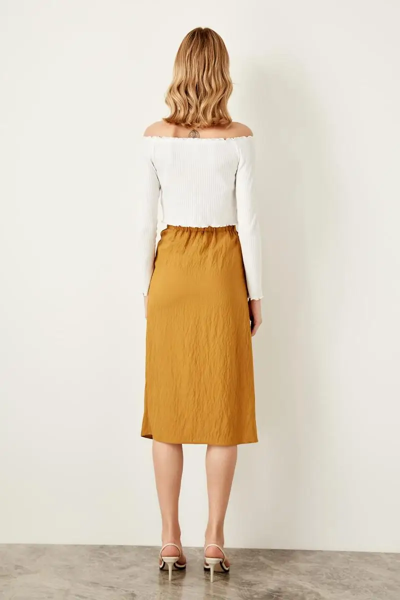 Trendyol Mustard Button Detail Skirt TWOSS19ST0044 | Женская одежда