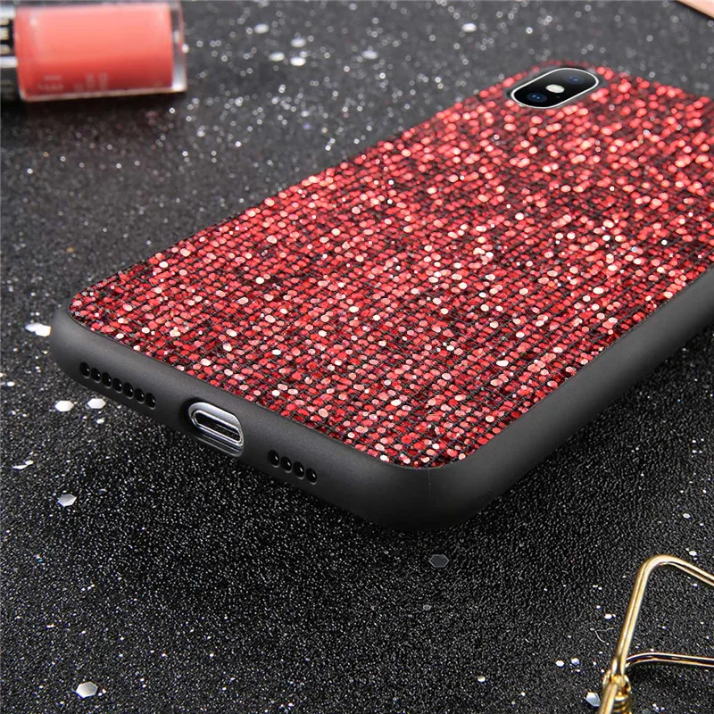 USLION Cases For iPhone 6 6s Plus Bling Glitter Crystal Sequins TPU and PC Cover Fundas 7 8 X XS XR Max |