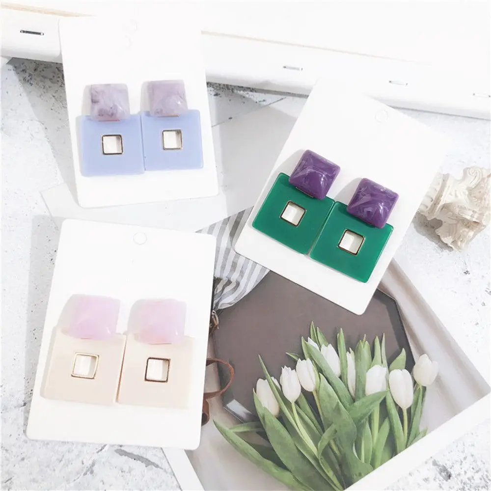 Fashion New Design Square Resin Drop Earrings Women Casual Statement Big Acrylic Dangle Trendy Party Jewelry | Украшения и