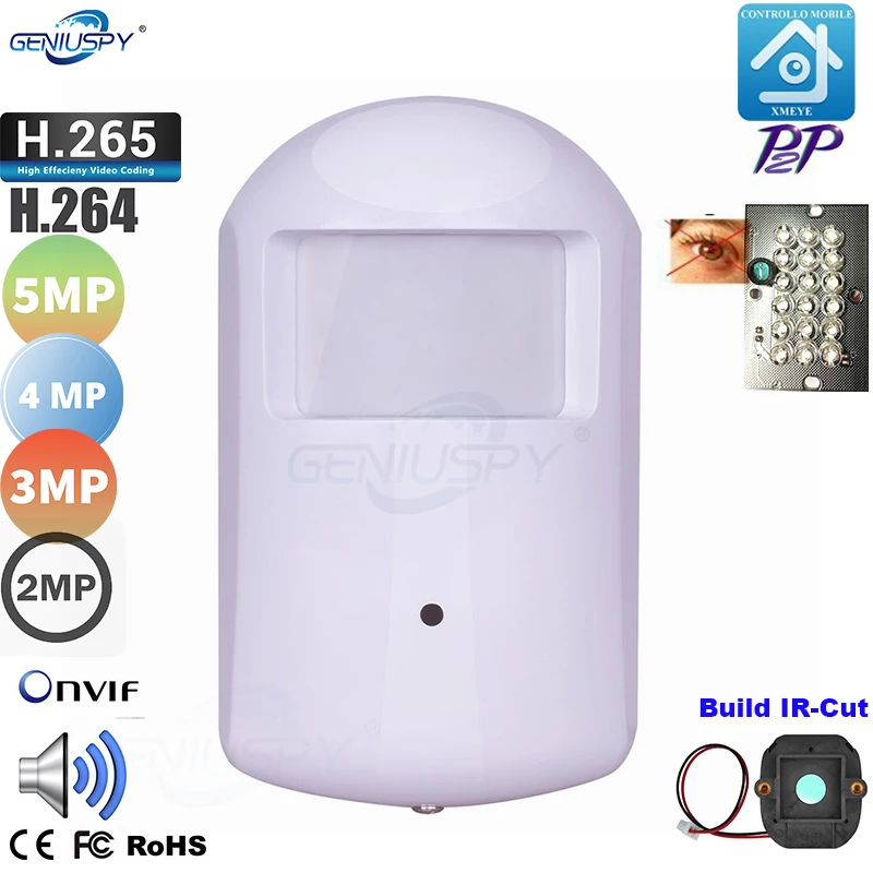 Geniuspy 5MP 4MP 3MP 2MP супер HD 940NM Невидимый ИК ночного видения Onvif PIR Стиль Мини ip камера с