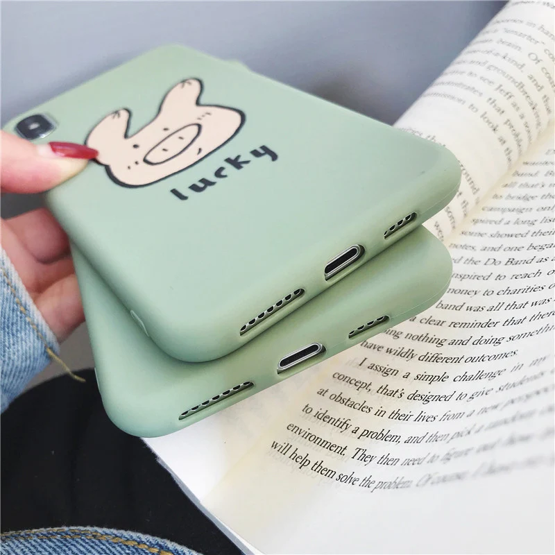 Lovebay Телефон чехол для iPhone 6 6s 7 8 плюс X XR XS Max милый мультфильм свинья мятно зеленый