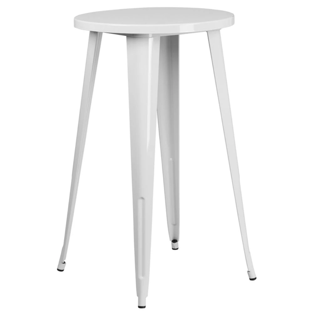24 ''круглый белый металл Крытый открытый барный стол [CH 51080 40 WH GG]|Обеденные