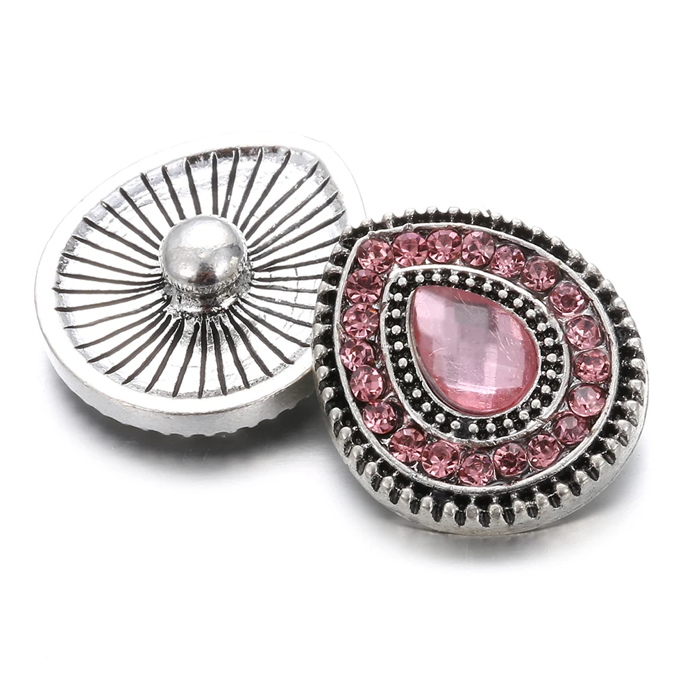 6pcs/lot New Snaps Jewelry Full Crystal Water Drop 18mm Metal Snap Buttons Fit Bracelet Bangles Necklaces DIY | Украшения и