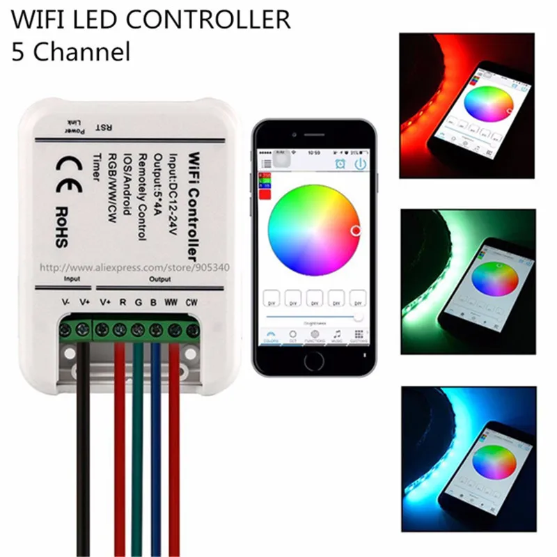 ARILUX AL LC06 светодиодный WI FI контроллер для смартфонов дальний 5 Каналы DC12 24V RGBWW
