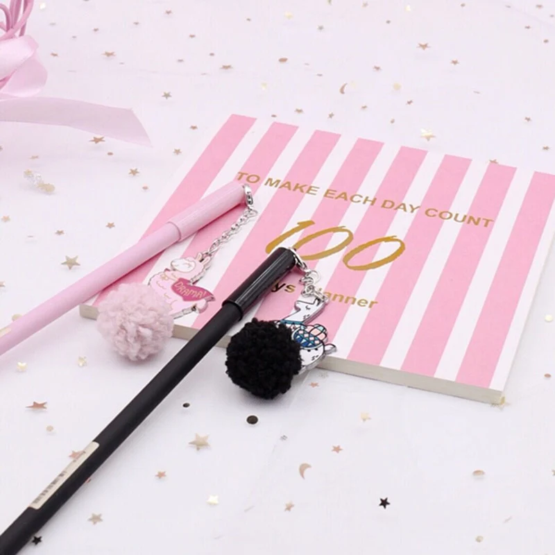 1 шт. Kawaii Плюшевые гелевые ручки милый Альпака подвеска Pens обычные для детей