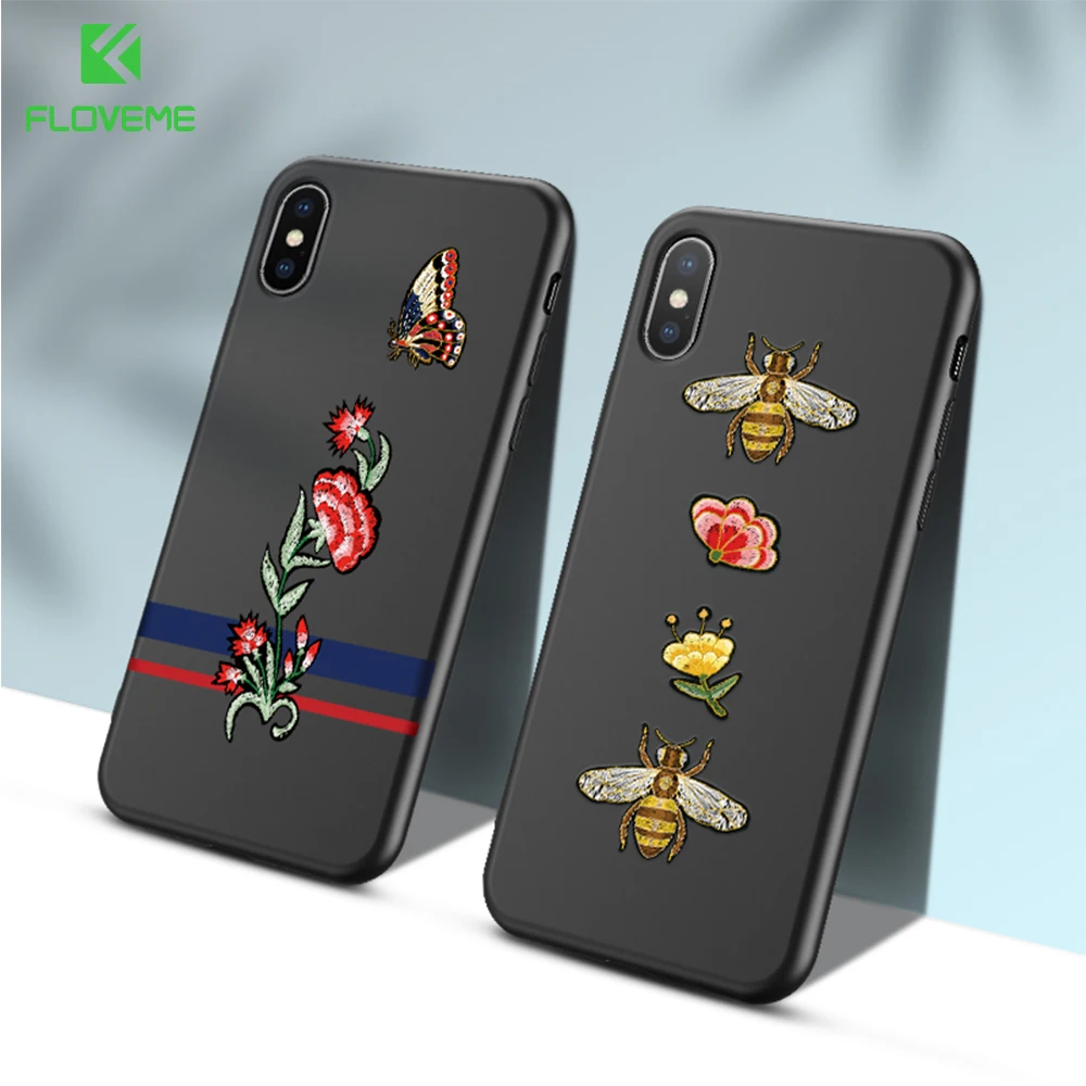 FLOVEME Ретро Цветочный чехол для iPhone X 7 8 6 6S Plus Girly 3D рельефные Мягкие силиконовые