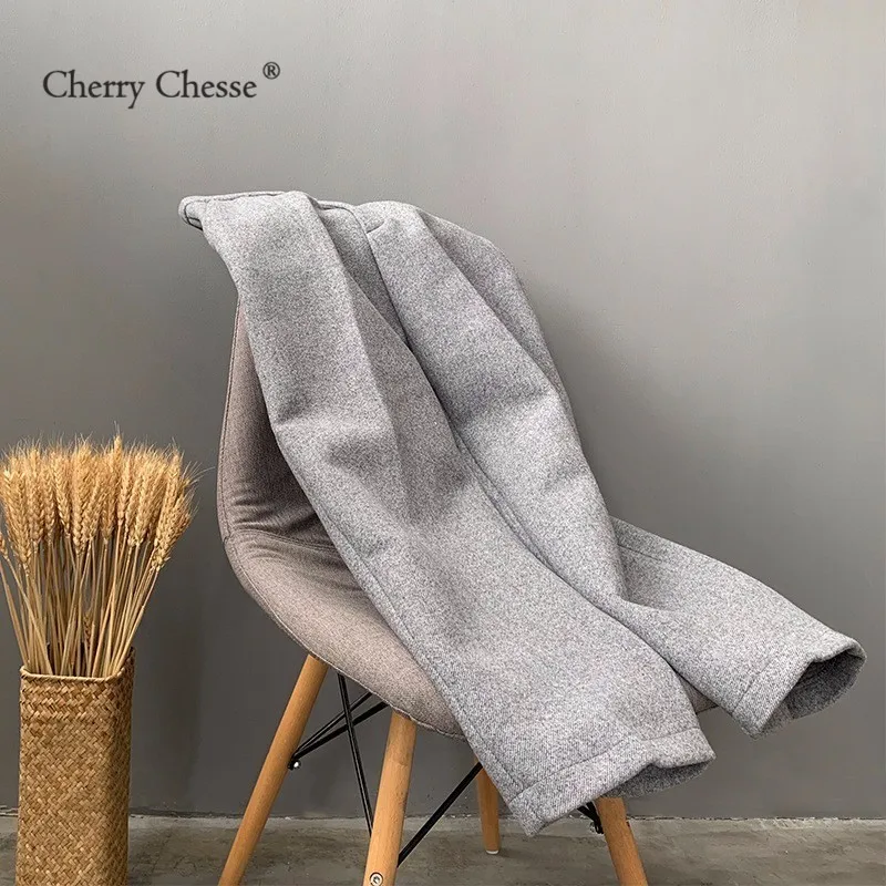Cherry Chesse Harajuku Для женщин зимние брюки сплошной карман пуговицы прямые Женская