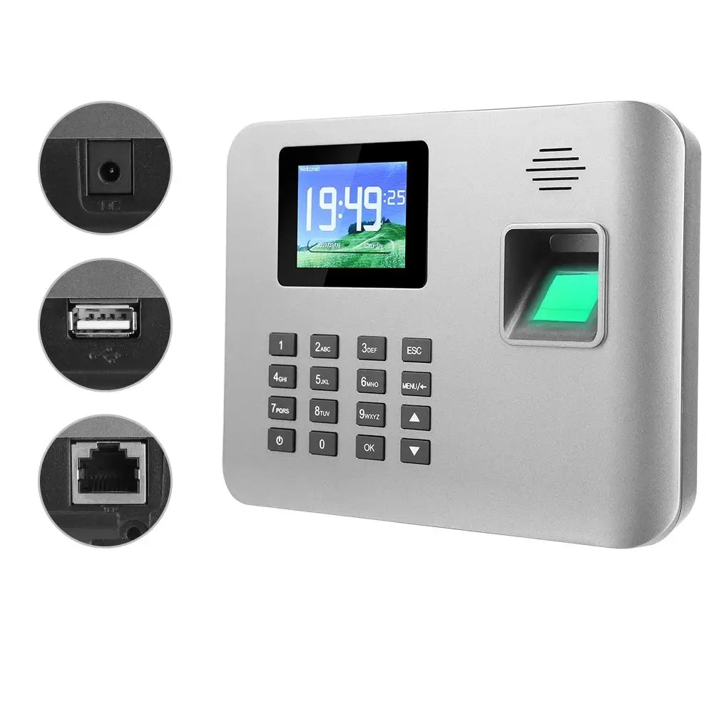 2.8Inch Screen Smart Induction Fingerprint Time Attendance Machine Clock 100-240V | Безопасность и защита