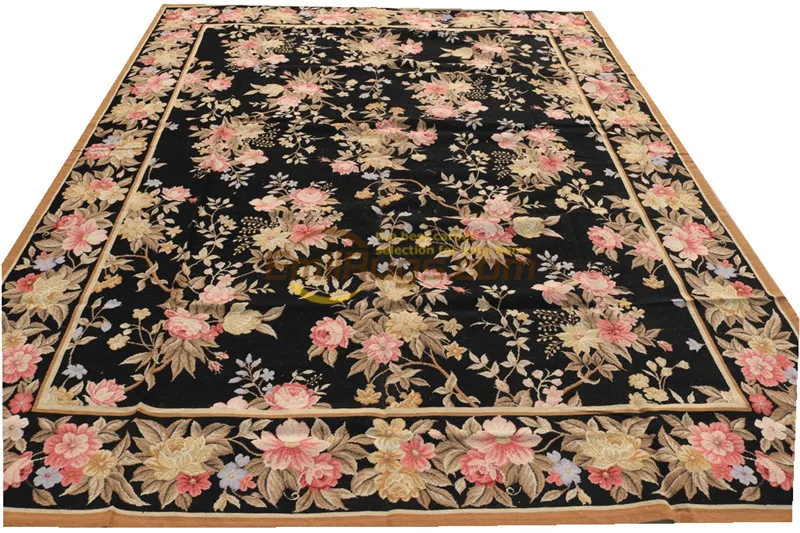 Beste Dikke Dubbele Knoop Vlakte Wollen Hand-Made Ivory Borduren Tapijt Handgemaakte Tapijt Antieke Decor Vierkante Tapijt Antieke