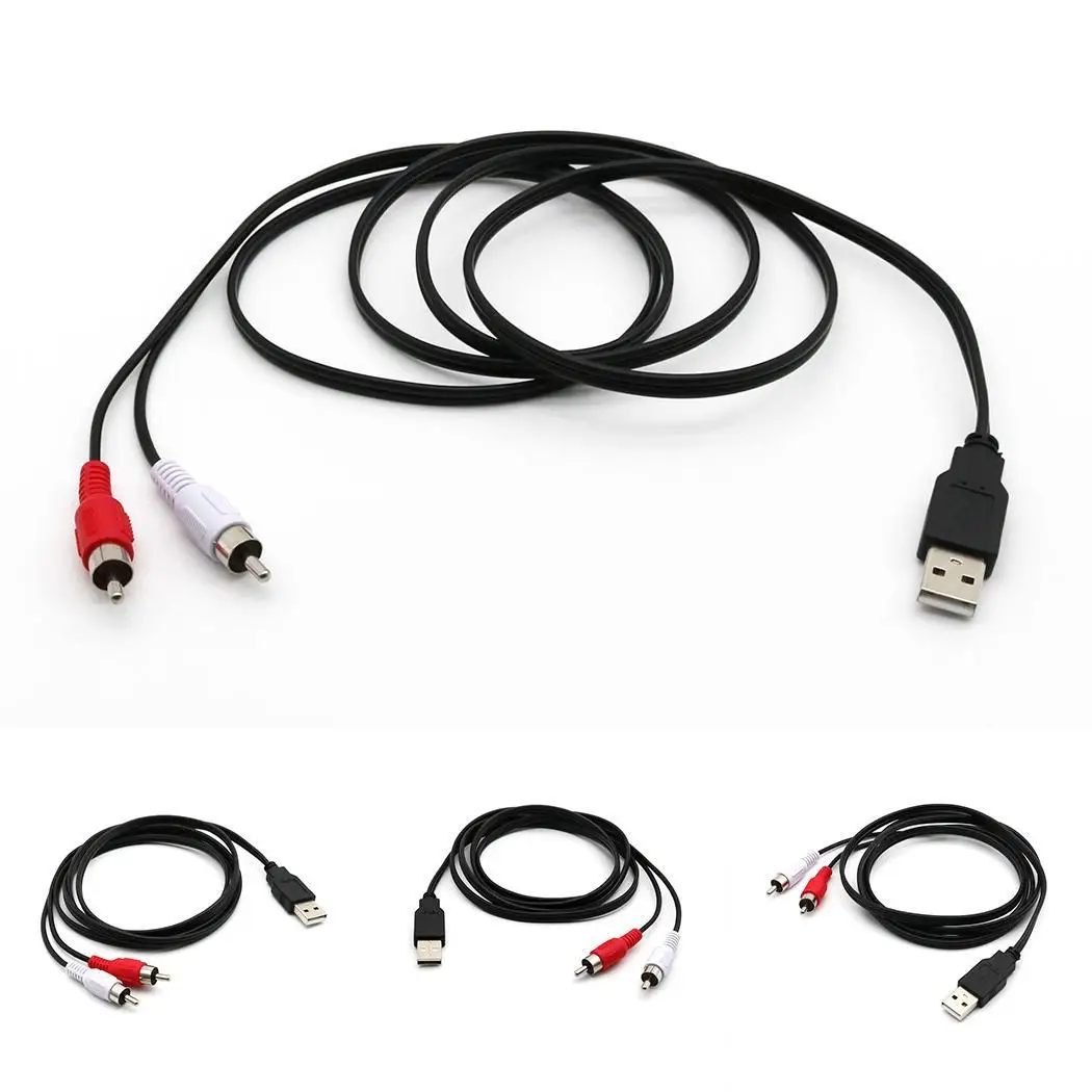 USB мужчина к двойной RCA мужской черный 2 AV кабель адаптер для телевизора 0 Шнур