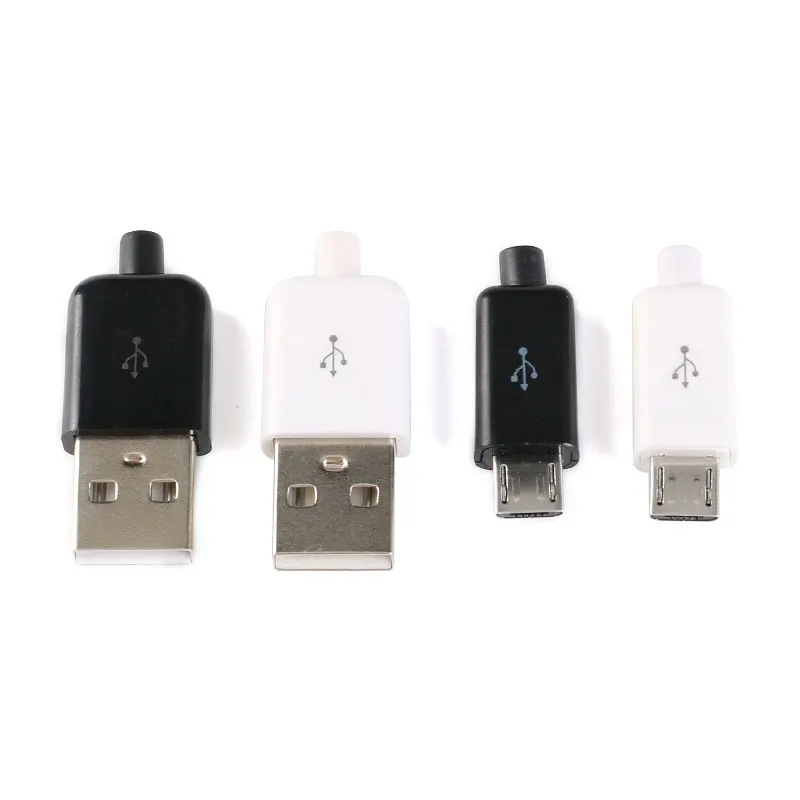 10 шт./лот 5 контактный разъем Micro USB штекер черный/белый сварочный кабель для