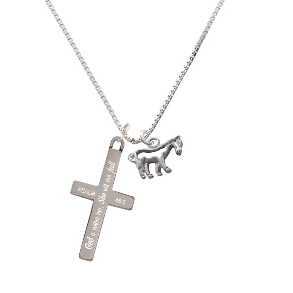 Horse - Outline She will not Fall Cross Necklace | Украшения и аксессуары