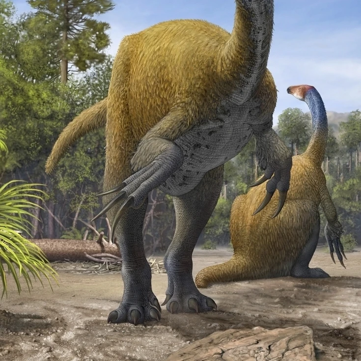 Динозавры Erlikosaurus andrewsi в доисторической среде плакат печать (24x33)|Таблички и знаки|