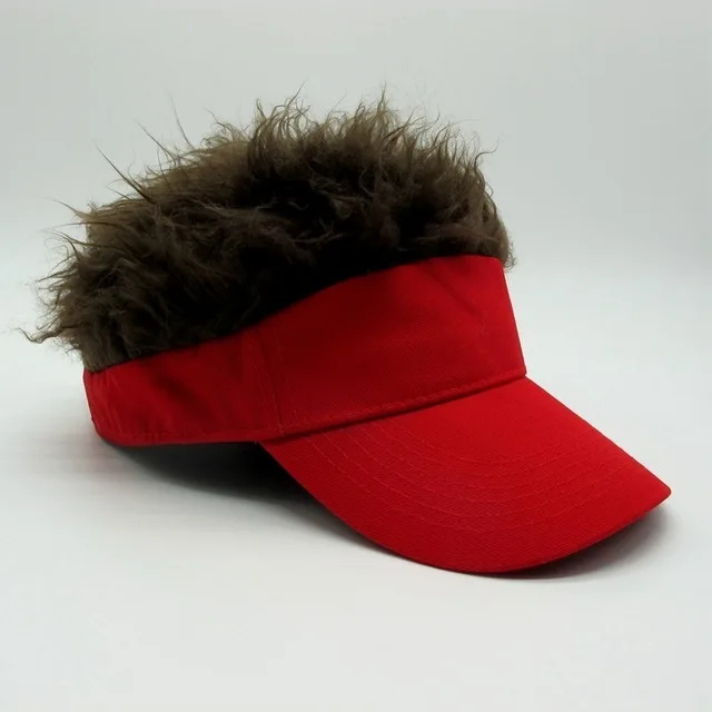New Fashion Novelty unisex Cap Fake Flair Hair Sun Visor Hats Men's Women's Toupee Wig Funny Loss Cool Gifts Golf hat | Аксессуары