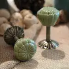 Винтажные декоративные крючки в виде тыквы, 1 шт., керамические настенные крючки, зеленые, синие вешалки для пальто, деревенский крючок, керамический крючок для штор
