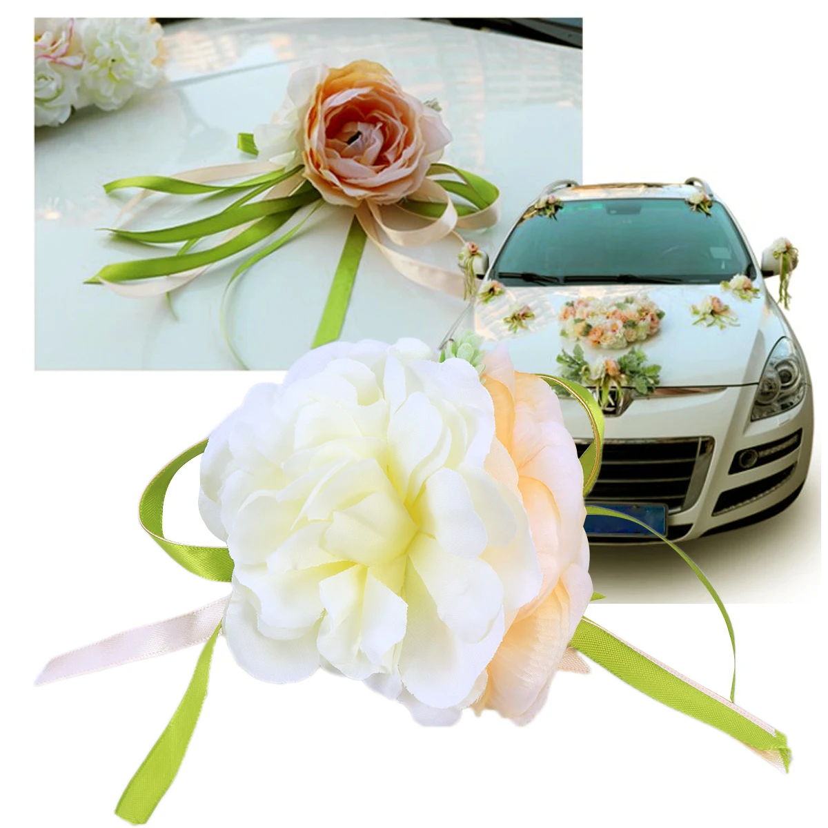 1 шт. свадебное оформление автомобиля цветок дверные ручки зеркало заднего вида